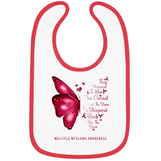 I Am The Storm Multiple Myeloma Awareness Burgundy Butterfly Bibs