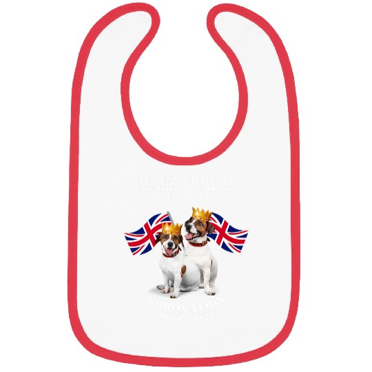 British Royal Dog Crown Union Jack UK King Coronation Bibs
