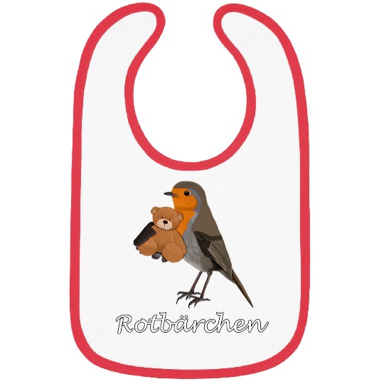 Robin cuddles with teddy bear red bear funny bird Bibs
