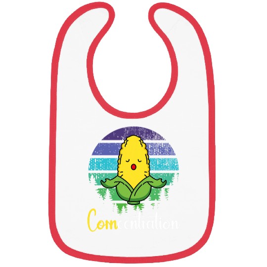Retro Distressed Corncentration Funny Lotus Yoga Corn Woman Bibs