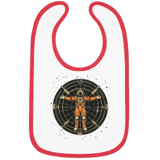 Astronaut Vitruvian Man Funny Leonardo Da Vinci Graphic Bibs