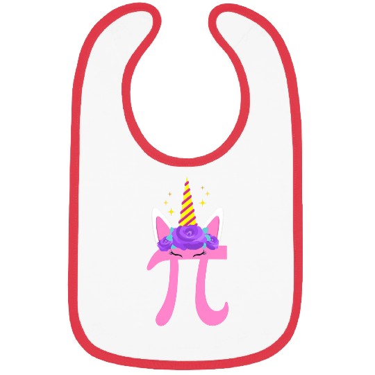 Womens Cute Unicorns Face Pi Day Math Geek Bibs