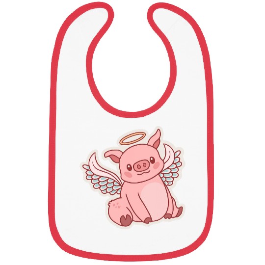 Pig with Halo Sky Angel Wings Angel Wings Bibs