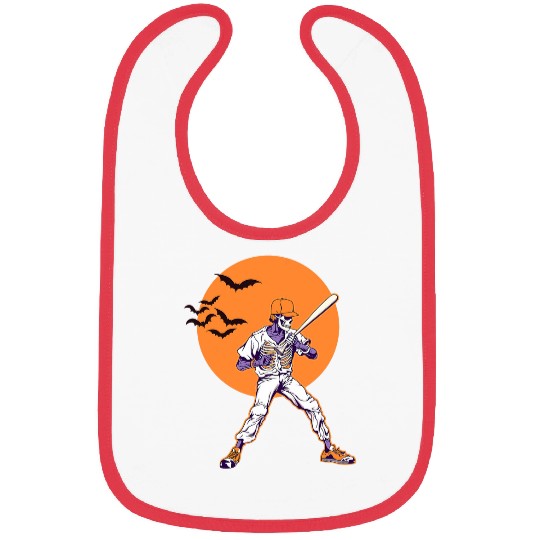 Baseball Skeletons Halloween Men Boys Baseball Halloween 3 Bibs