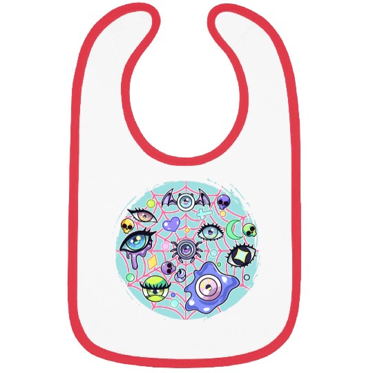 Pastel Goth Eyes Spiderweb Cute Creepy Eye Gothic Spider Bibs