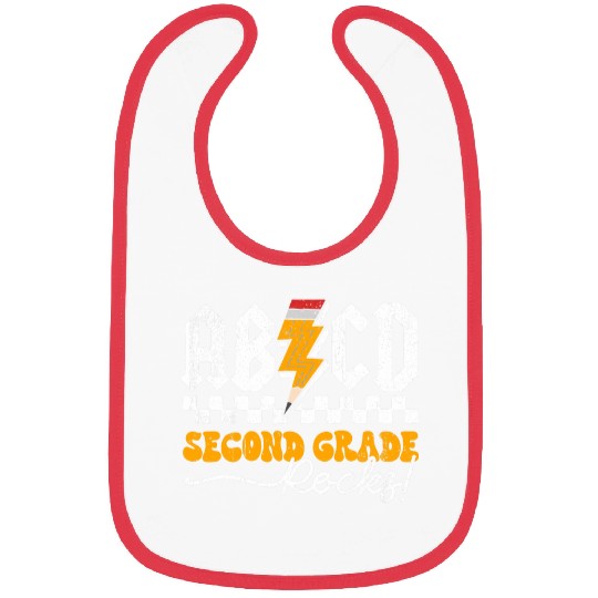 AB CD Second Grade Rocks 2nd Grader Teacher Boys Girls Kids Bibs