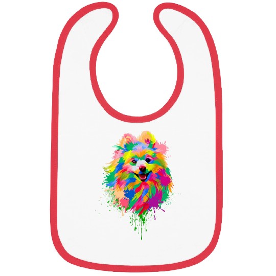 Colorful Splash Pomeranian Art Dog Owner Animal Lover Bibs