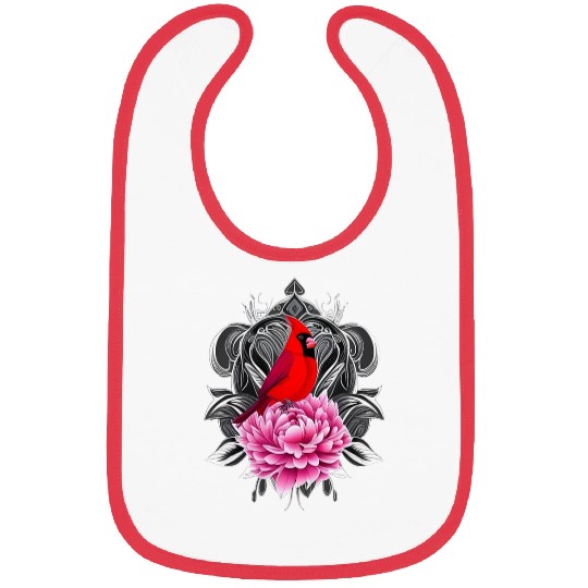 Cardinal Bird With Peony Color indianas State Tattoo Art Bibs