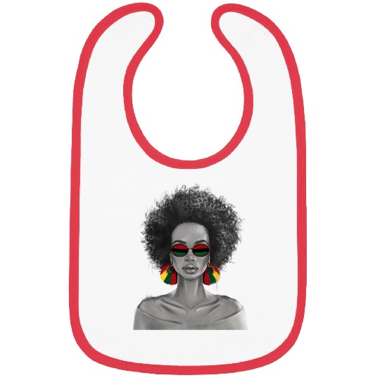 Black Queen Face Art Juneteenth Afro Woman Afrocentric Pride Bibs