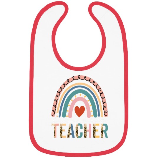 Economics Teacher Leopard Boho Rainbow Teacher Economy Bibs