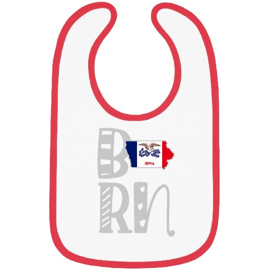 Born Iowa in Art Block Letters Bibs