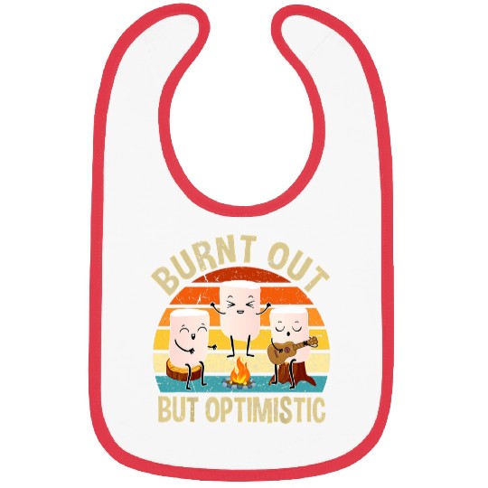 Burnt Out But Optimistic Cute Marshmallow For Camping 4 Bibs