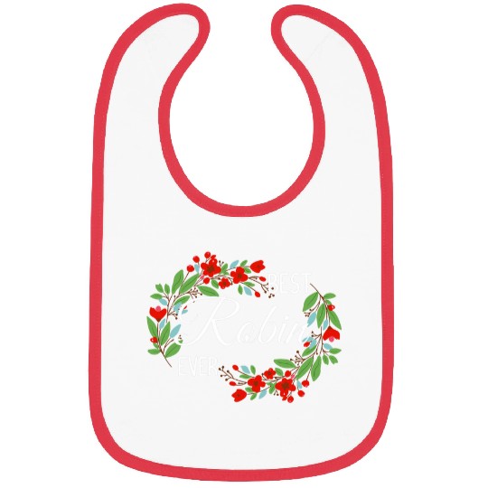 Robin Personalized Name Floral Wreath Flower Bibs