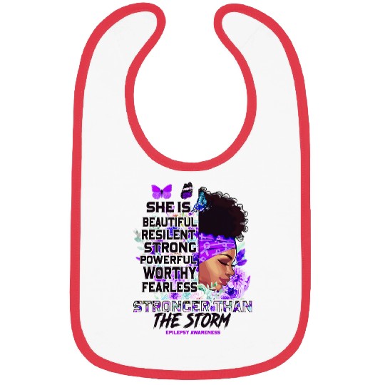 Epilepsy Awareness Black Girl Stronger Than The Storm Bibs