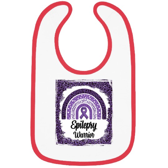 Epilepsy Awareness Bleached Rainbow leopard Purple Ribbon 2 Bibs
