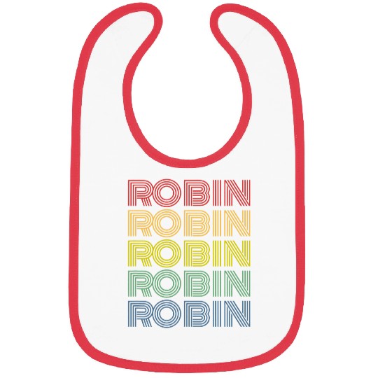 Robin Wordmark Pattern Personalized Name Retro Bibs