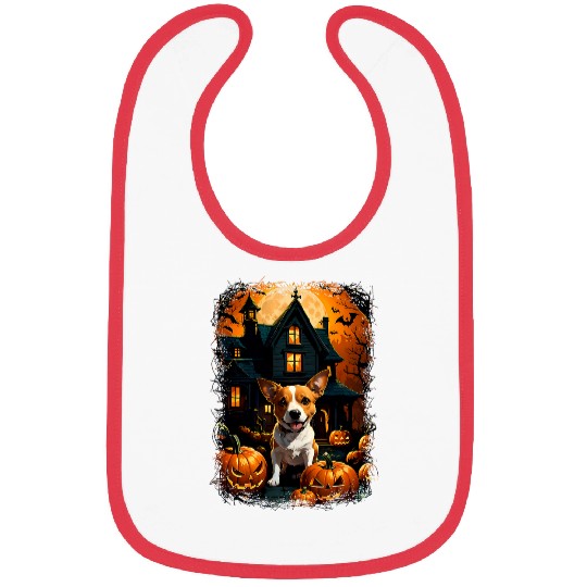 Cute Jack Russell A Spooky Haunted House Full Moon 1 Bibs