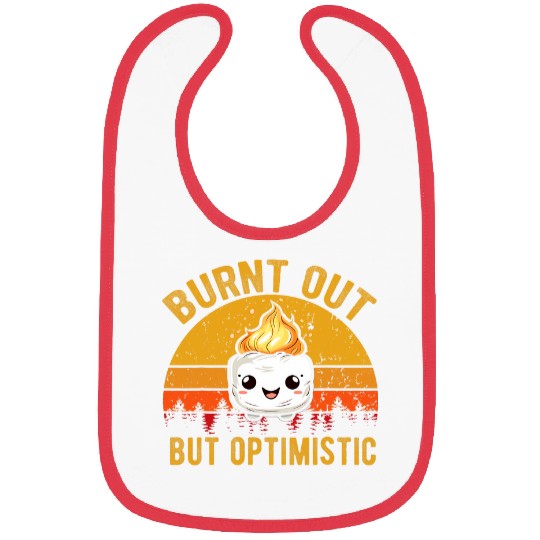 Burnt Out but Optimistic Cute Marshmallow vintages Camping Bibs