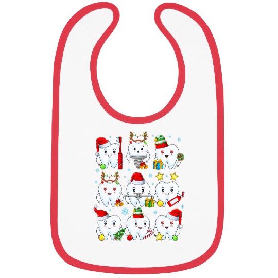 Merry Christmas Dental Assistant Teeth Santa Hat Xmas Bibs