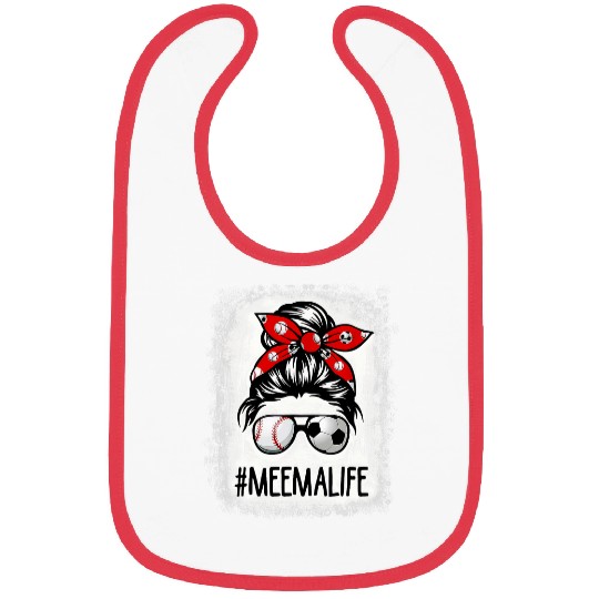 Bleached Meema Life Soccer Messy Bun Baseball Game Day Bibs