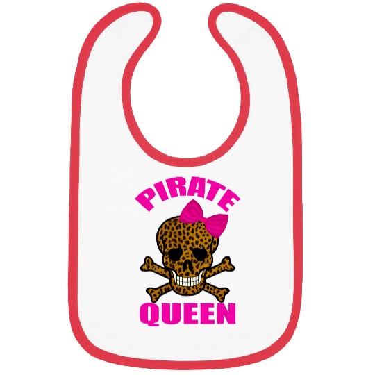 Leopard Print Pink Bow Pirate Queen Skull And Crossbones Bibs