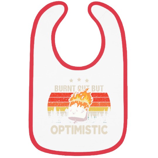 Burnt Out But Optimistic Funny Marshmallow For Camping Retro Bibs