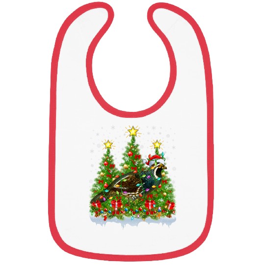 Quail Lighting xmass Tree Lover Funny Quail Bird Christmas Bibs