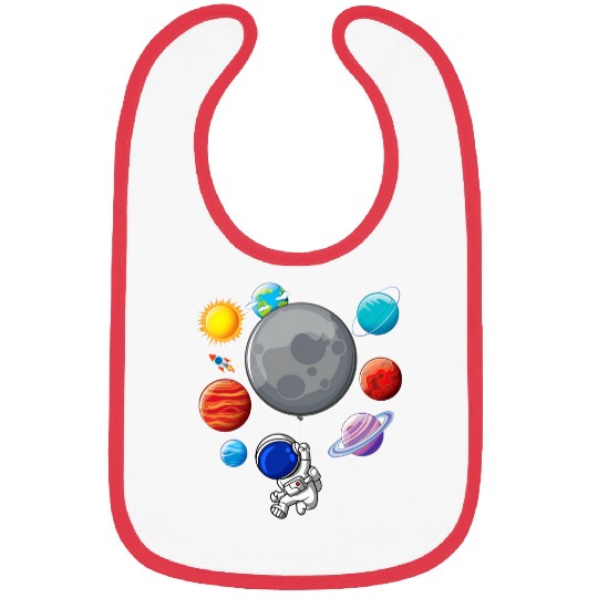 Astronaut Holding Planet Balloons SolarSystem Space Kids Bibs