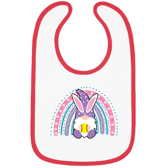 Cute Rainbow Gnome Easter Bunny Gnome Hug Softball Team Bibs