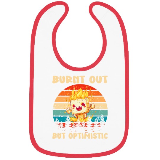 Burnt Out But Optimistic Funny Marshmallow Retro Camping 1 Bibs