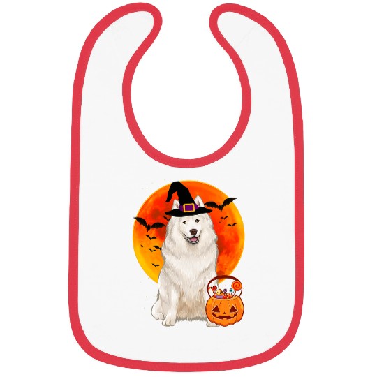 Dog Samoyed Halloween Pumpkin Dog Bibs