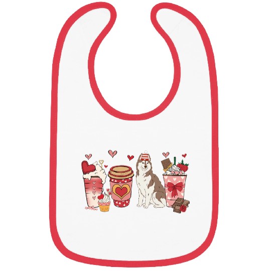 Dog Husky Copper Siberian Husky Valentines Day Dog Mom Coffee Lovers Bibs