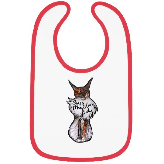 crazys Maine Coon Lady Cat Art Bibs