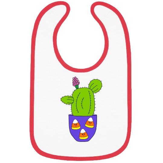 Cactus In Halloween Candy Corn Pot Bibs