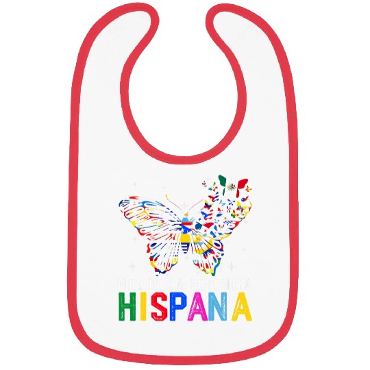 Mes De La Herencia Hispana Butterfly Latinx Countries Flag Bibs