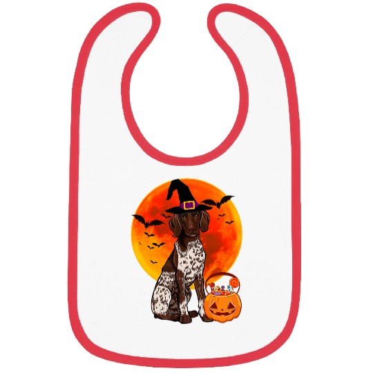 Halloween German Shorthaired Pointer Jack O Lantern Pumpkin Bibs