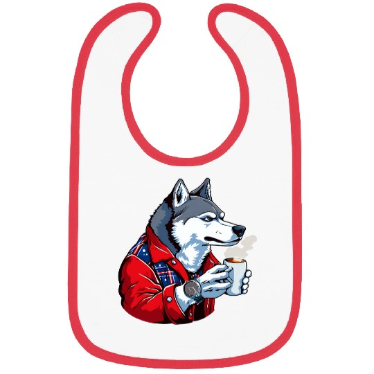 Husky Coffee Funny Dog Beverage Bibs