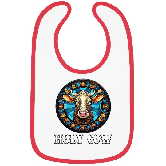 Funny Stained Glass Art Cow for Men and Women Bibs