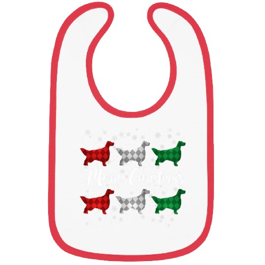 English Setter Merry Christmas Argyle Dog Bibs