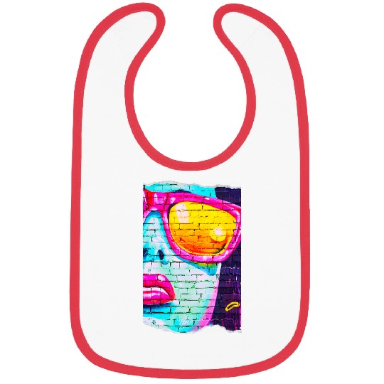 Graffiti Art Wall Urban Woman Face Pink Sunglasses 80s 90s Bibs