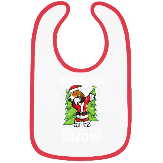 Dabbings Through The Snow Basset Hound Christmas Dog Bibs