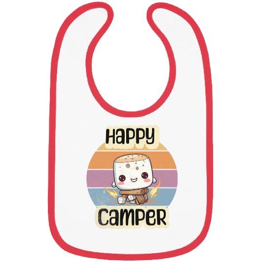 Happy Marshmallow Camper Cute Kids Girls Camp Camping Smores Bibs