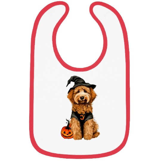 Halloween Goldendoodle dressed as a witch Bibs