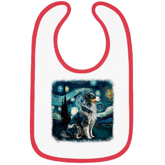 Dog in starry night van gogh aussie mini Australian Shepherd Bibs