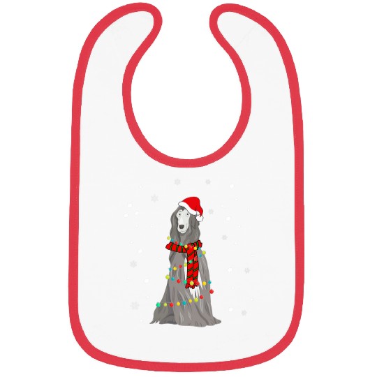 Cute Christmas Afghan Hound Dog Lights Funny Gift For Men Bibs