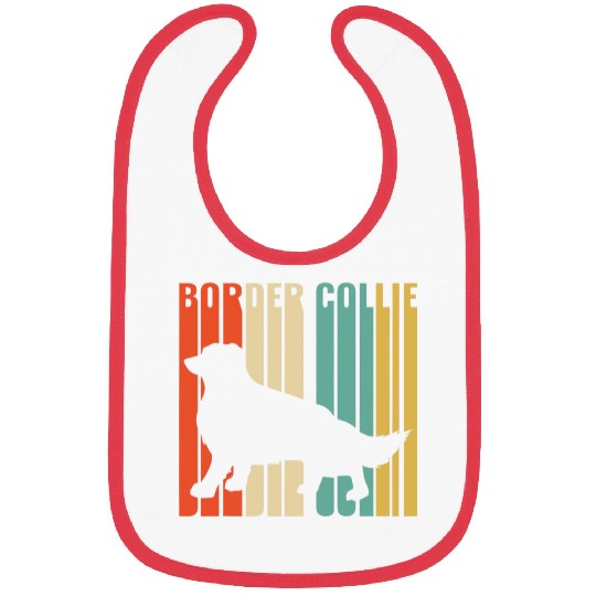 Border Collie Retro 1970s Dog Silhouette Border Collie Bibs