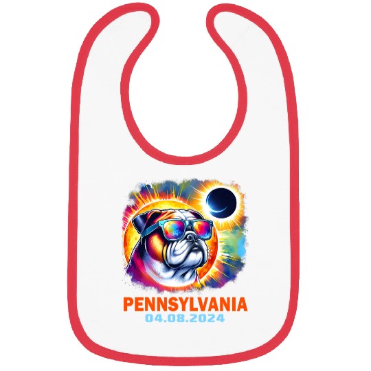 Colorful Bulldog Total Solar Eclipse 2024 Pennsylvania Bibs