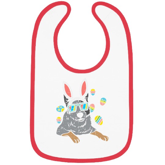 Heeler Bunny Ears Glasses Easter Eggs Australian Cattle Dog Bibs