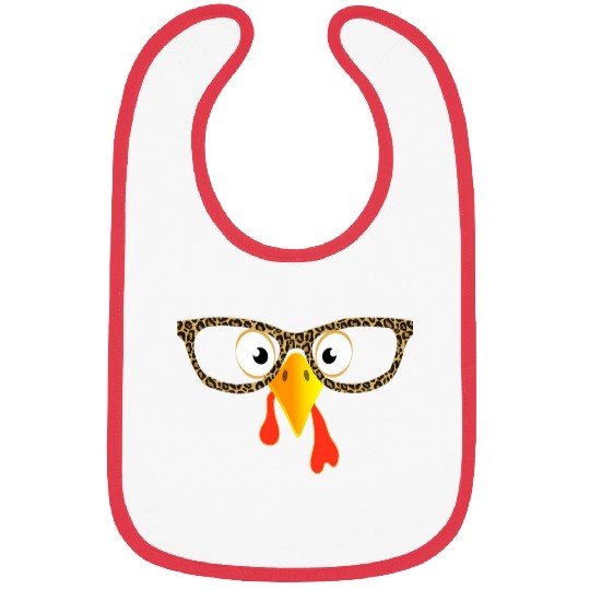 Turkey Face Leopard Print Glasses Thanksgiving Cute Funny Bibs
