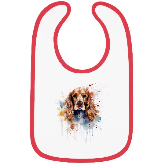 Colorful Cocker Spaniel watercolor art Bibs